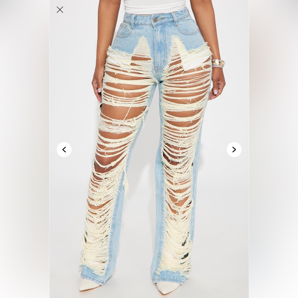 Bleached Shredded Jeans